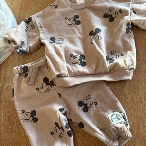 H&M Kids Matching Set - Tan with Black Mickey Mouse